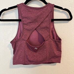 JoyLab Mauve Pink High Neck Cross-Back Longline Sports Bra